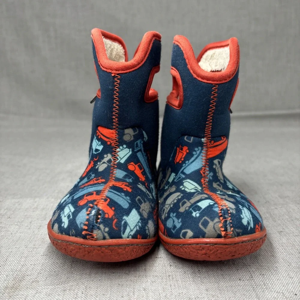 Bogs Baby  Waterproof Insulated Winter Boots Navy Blue Red Trucks Kids Size 8